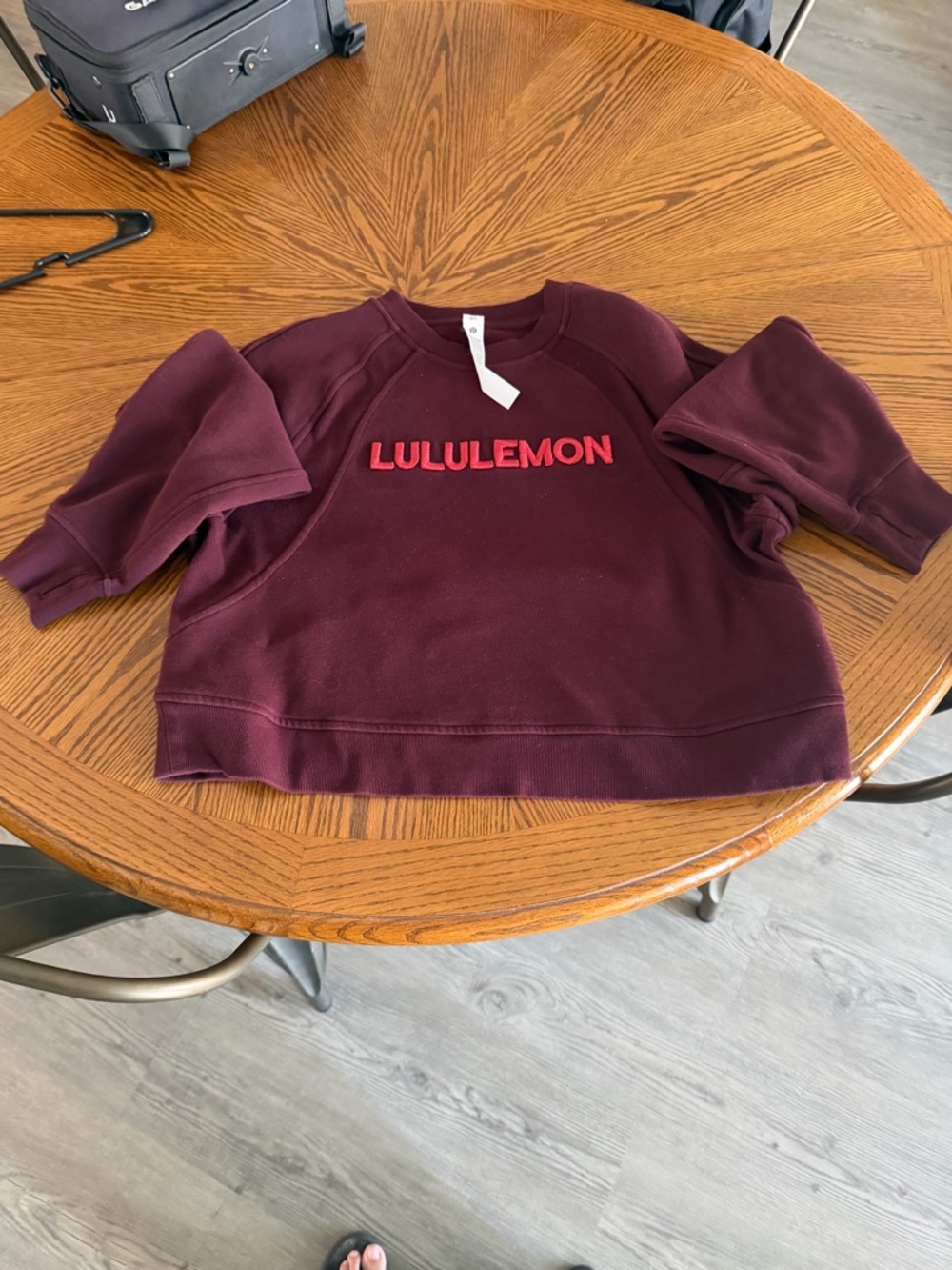 Lululemon Burgundy Cropped Crewneck Sweatshirt